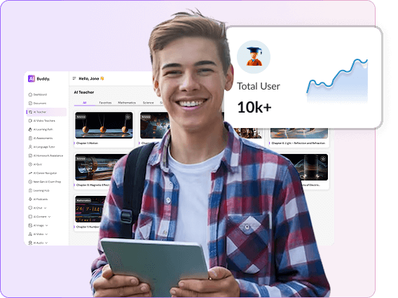 Smiling Student with Stats